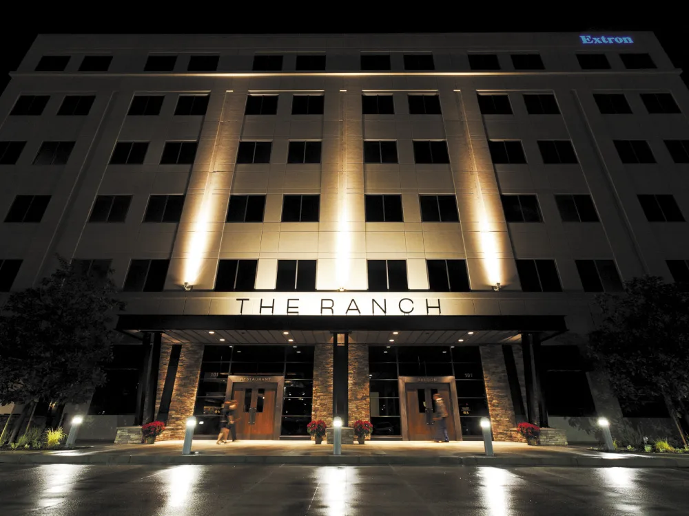 the ranch exterior with lights